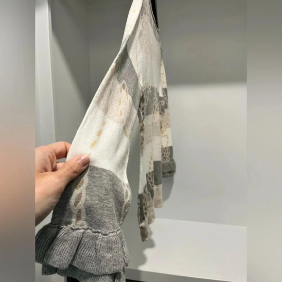 Charlotte Tarantola Anthropologie striped chain Cardigan bling Women’s large - Picture 3 of 7